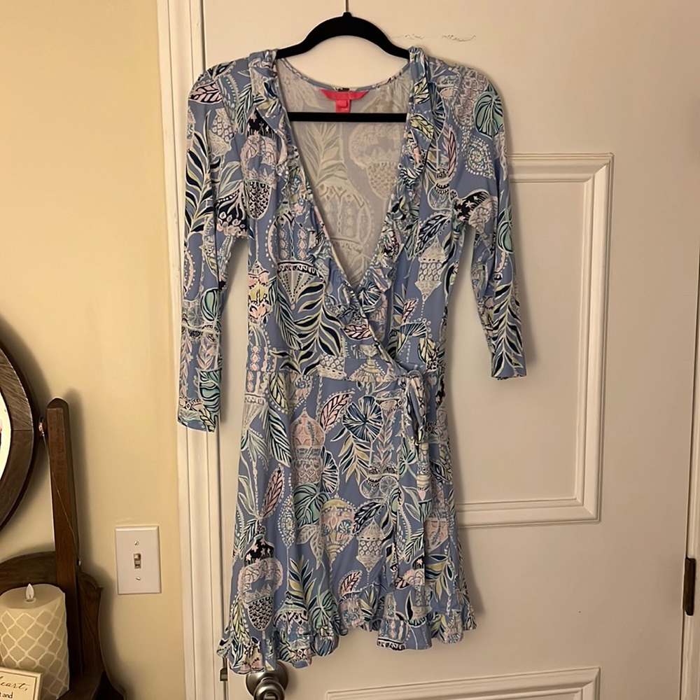 Lilly Pulitzer Blue Floral Wrap Romper